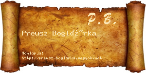 Preusz Boglárka névjegykártya